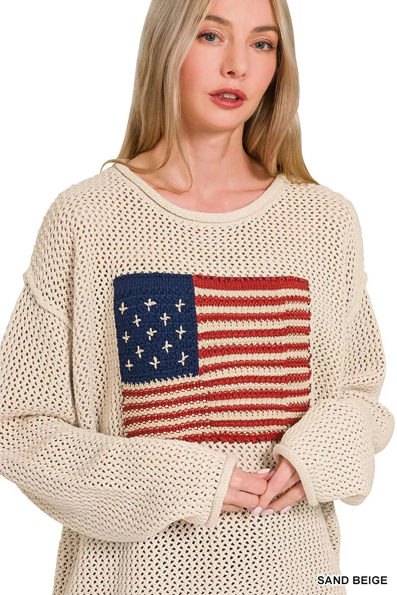 Zenana American Flag Crew Neck Sweater sold by Charming Charlie product image thumbnail 2