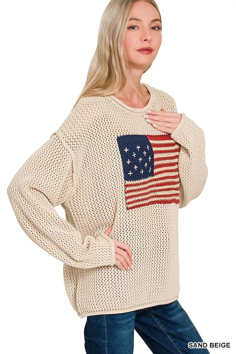 Zenana American Flag Crew Neck Sweater sold by Charming Charlie product image thumbnail 3