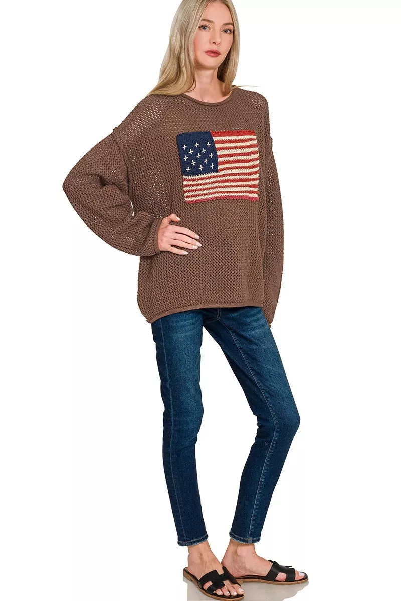 Zenana American Flag Crew Neck Sweater sold by Charming Charlie product image thumbnail 2