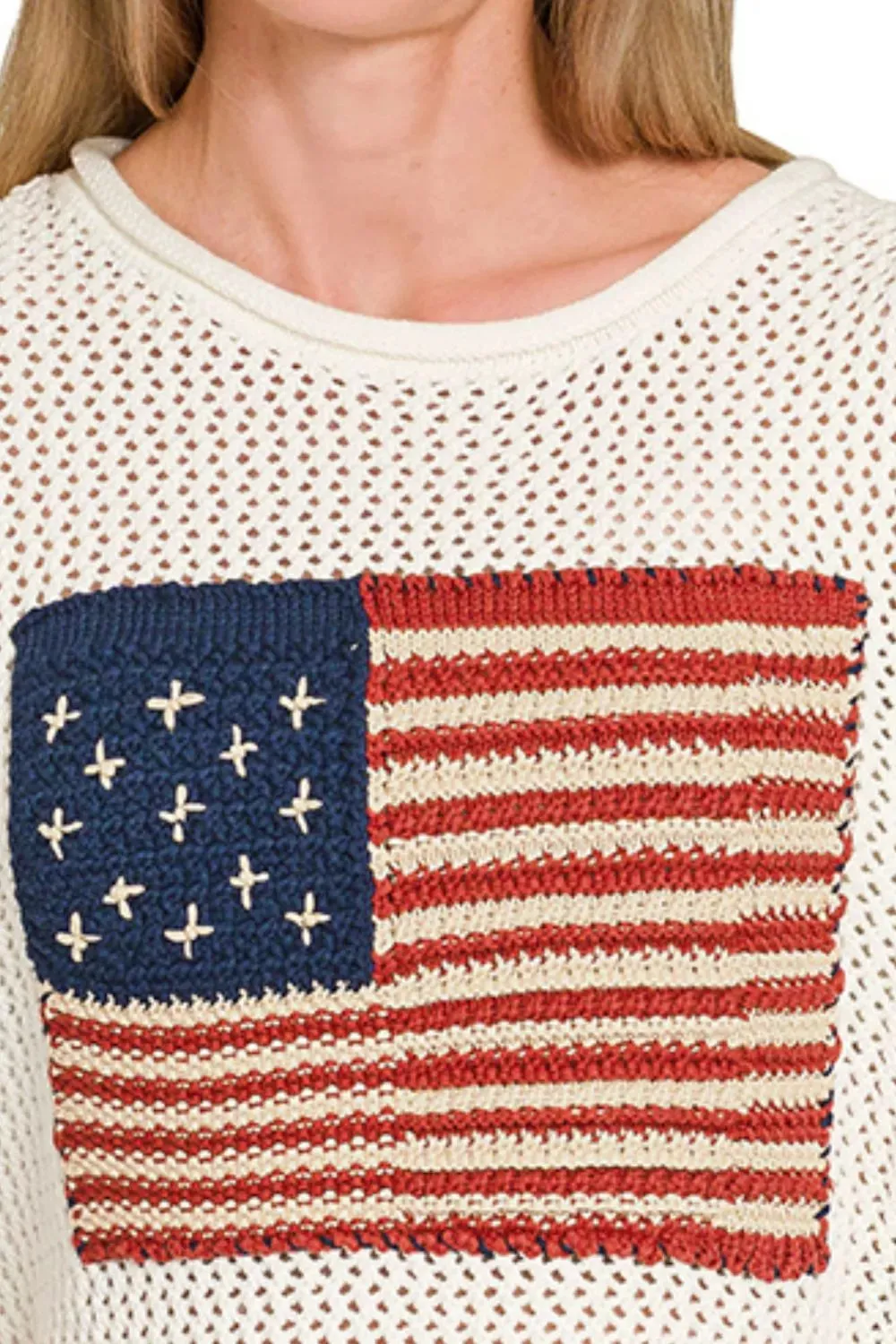 Zenana American Flag Crew Neck Sweater sold by Charming Charlie product image thumbnail 2