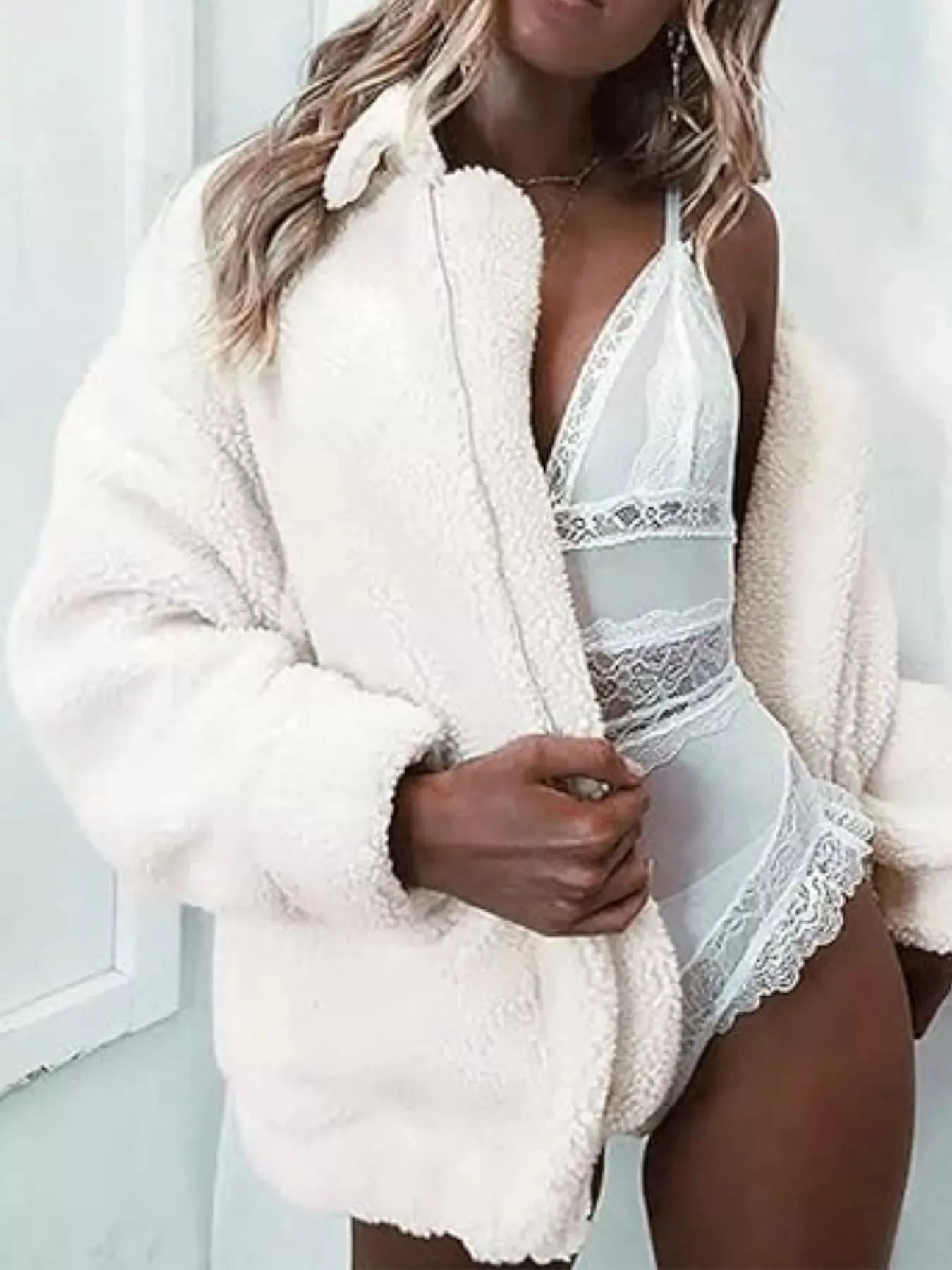 Full Size Cozy Fleece Zip Up Jacket Plus Size sold by Charming Charlie product image thumbnail 5