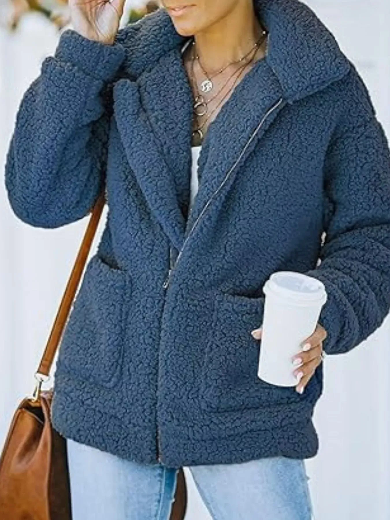 Full Size Cozy Fleece Zip Up Jacket Plus Size sold by Charming Charlie product image thumbnail 2
