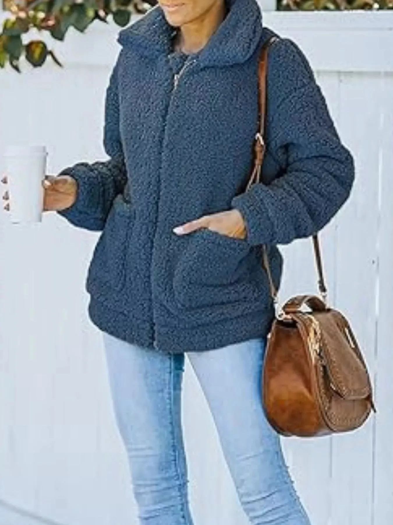 Full Size Cozy Fleece Zip Up Jacket Plus Size sold by Charming Charlie product image thumbnail 4