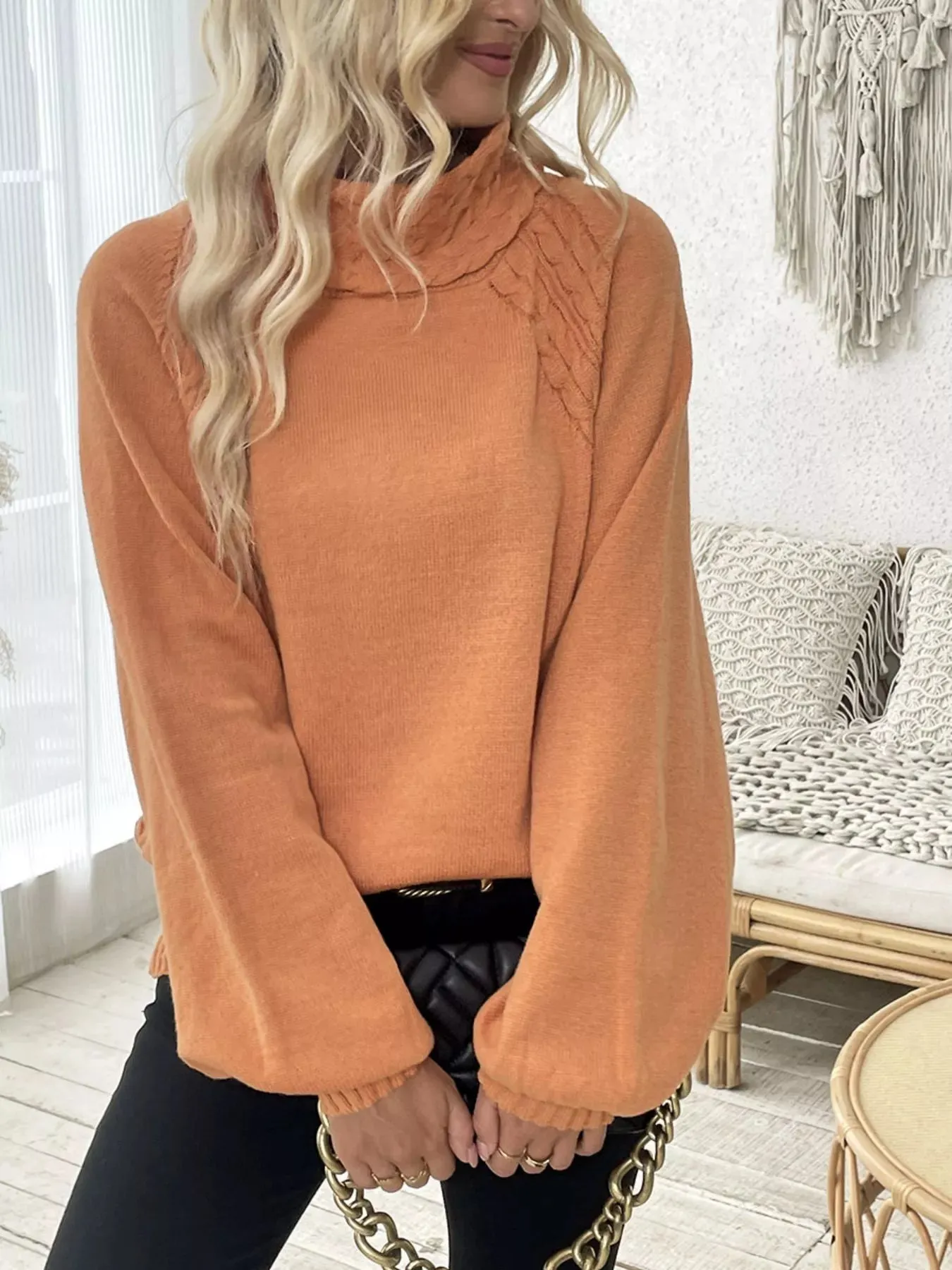 Cable Knit Turtleneck Sweater sold by Charming Charlie product image thumbnail 3