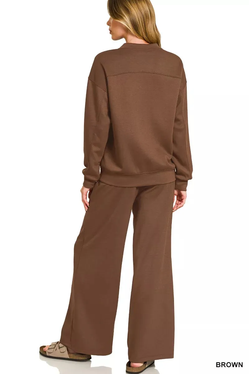 Zenana Scuba Crewneck Pullover and Pants Set sold by Charming Charlie product image thumbnail 3