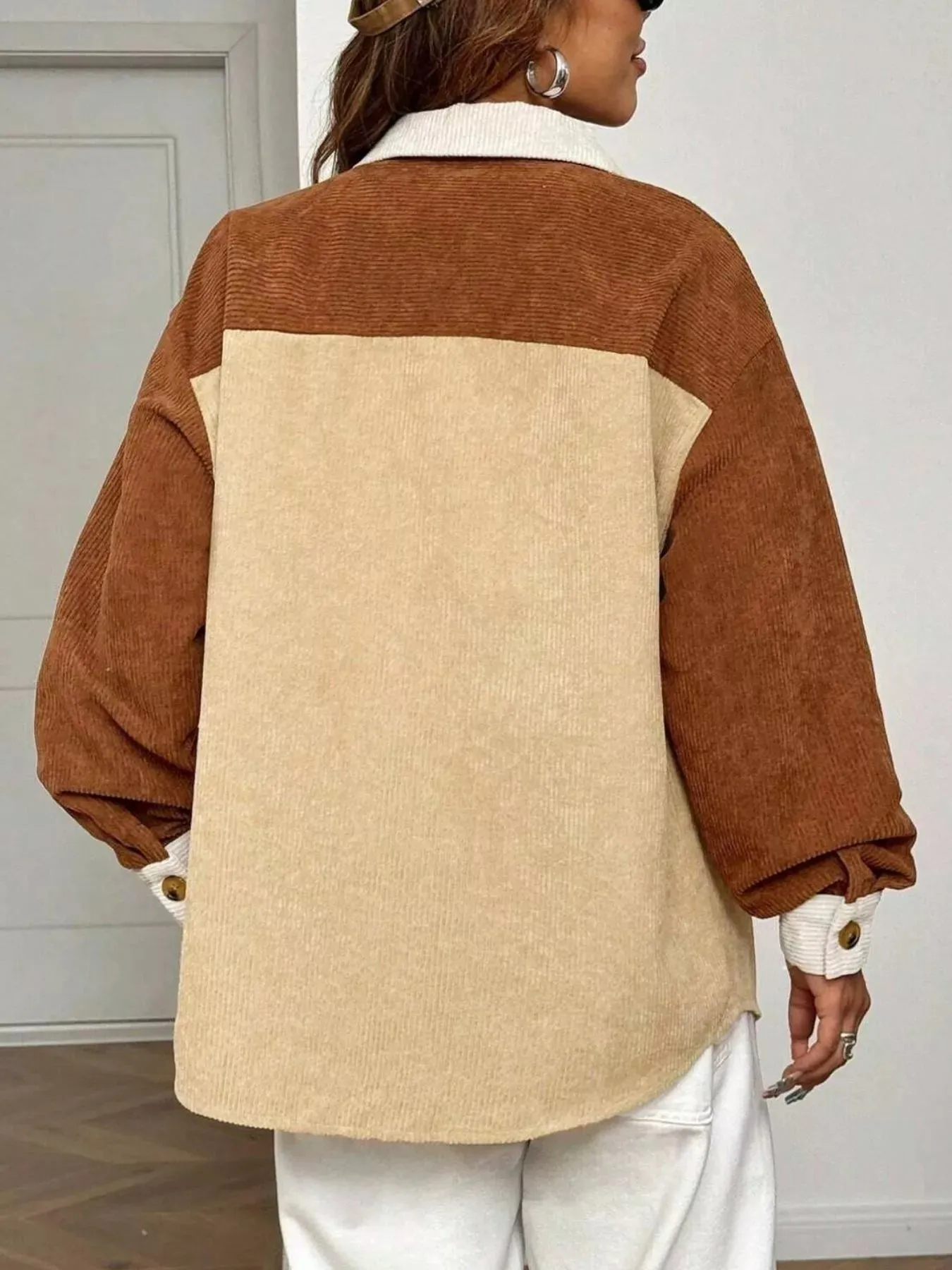 Color Block Corduroy Button-Up Jacket sold by Charming Charlie product image thumbnail 4