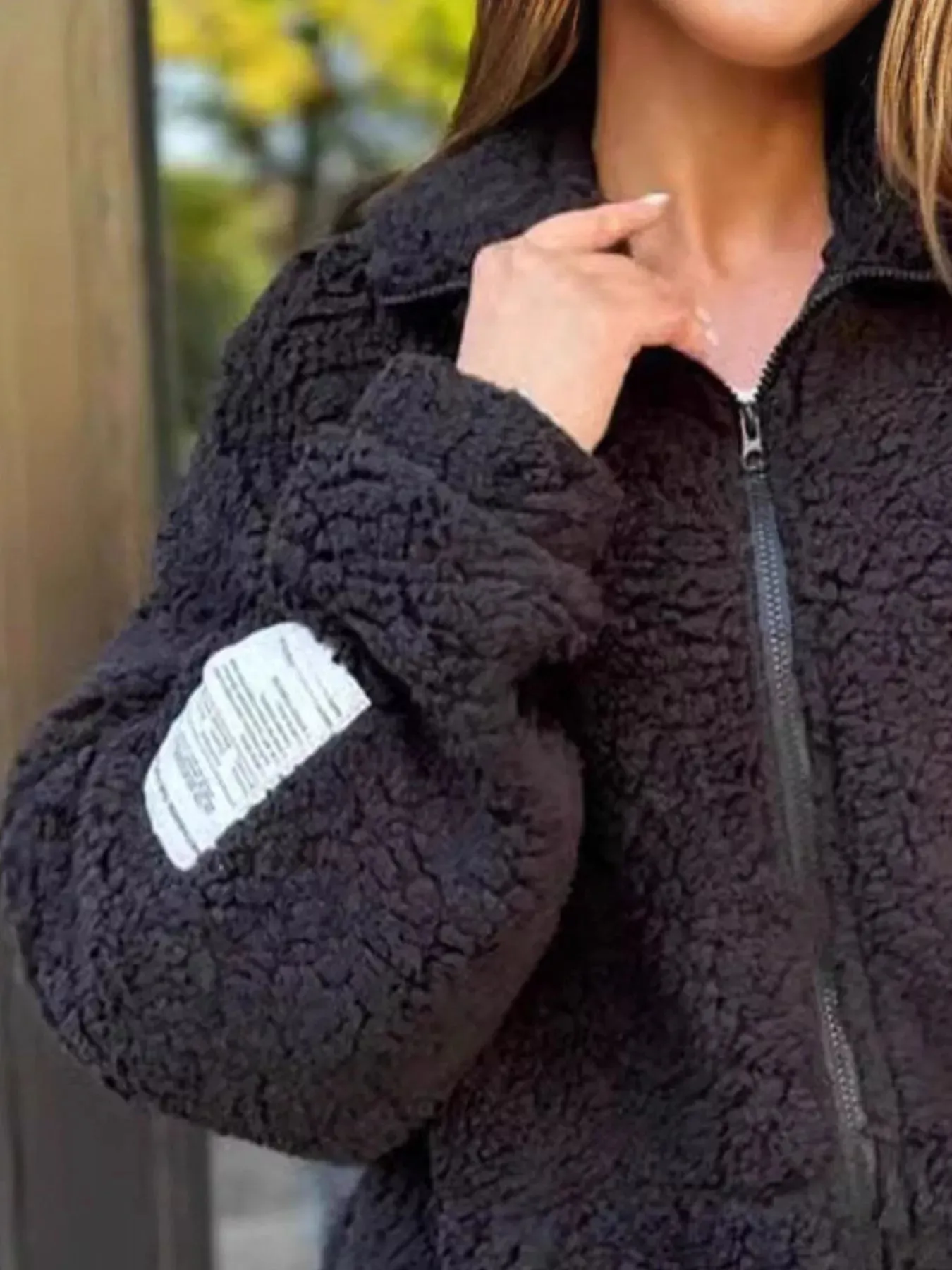 Full Size Sherpa Fleece Zip-Up Jacket Plus Size sold by Charming Charlie product image thumbnail 5