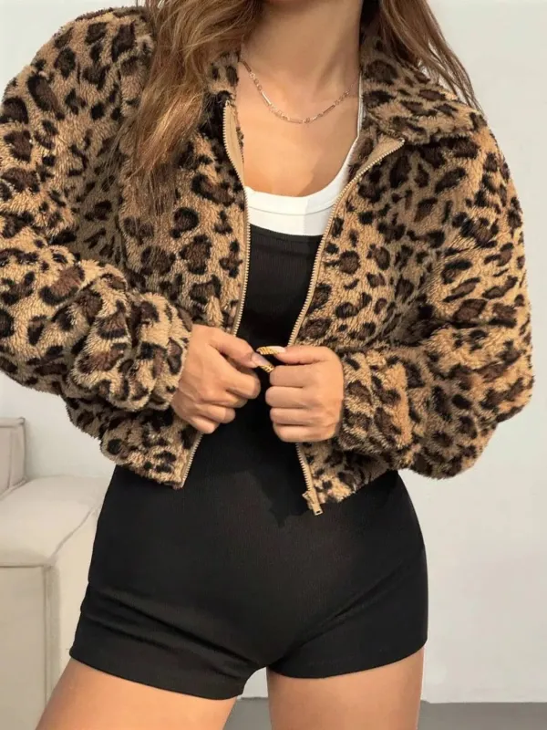 Leopard Print Fuzzy Cropped Jacket sold by Charming Charlie