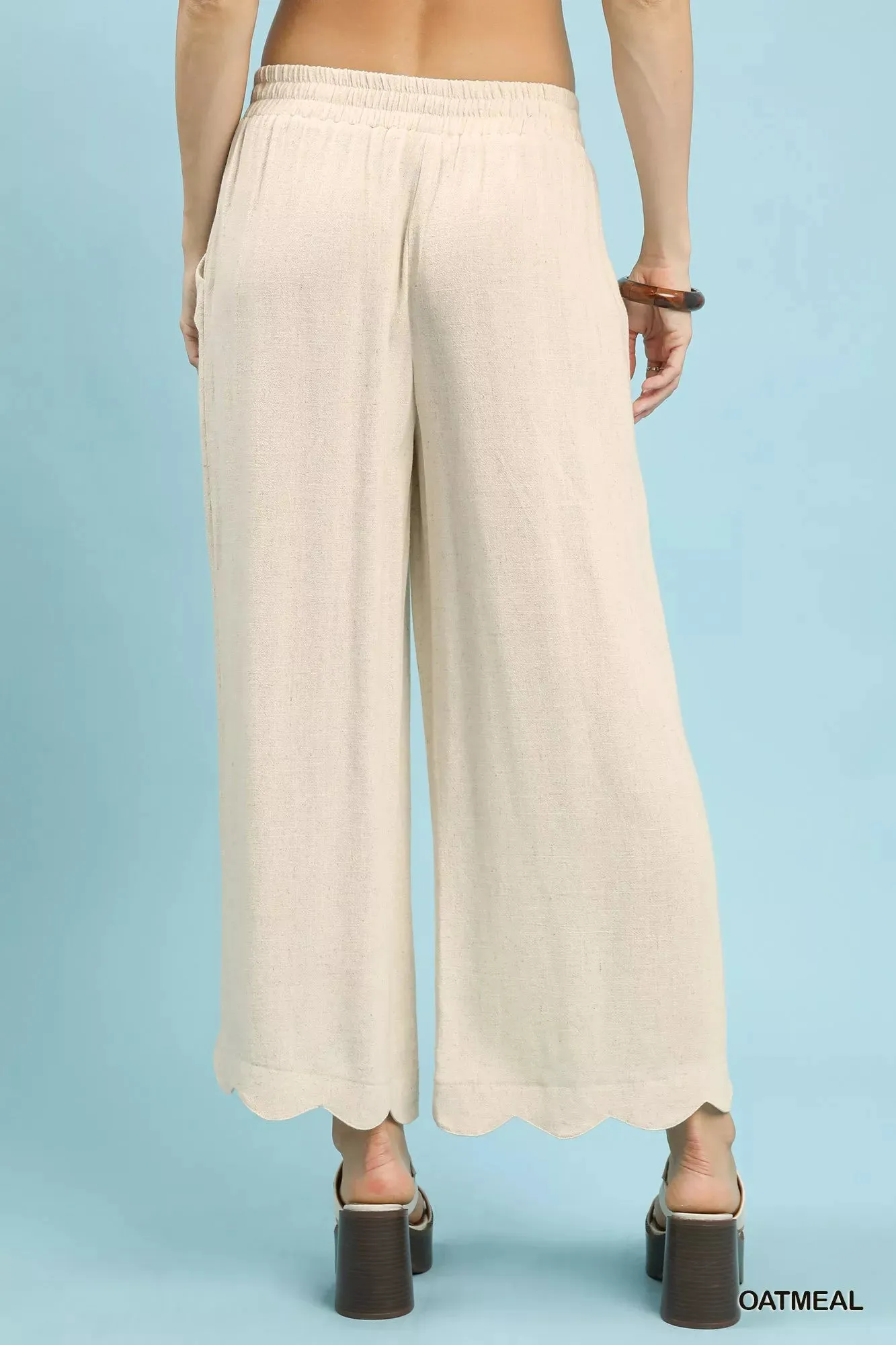 Umgee Linen Blend Scallop Hem Wide Leg Pants sold by Charming Charlie product image thumbnail 3