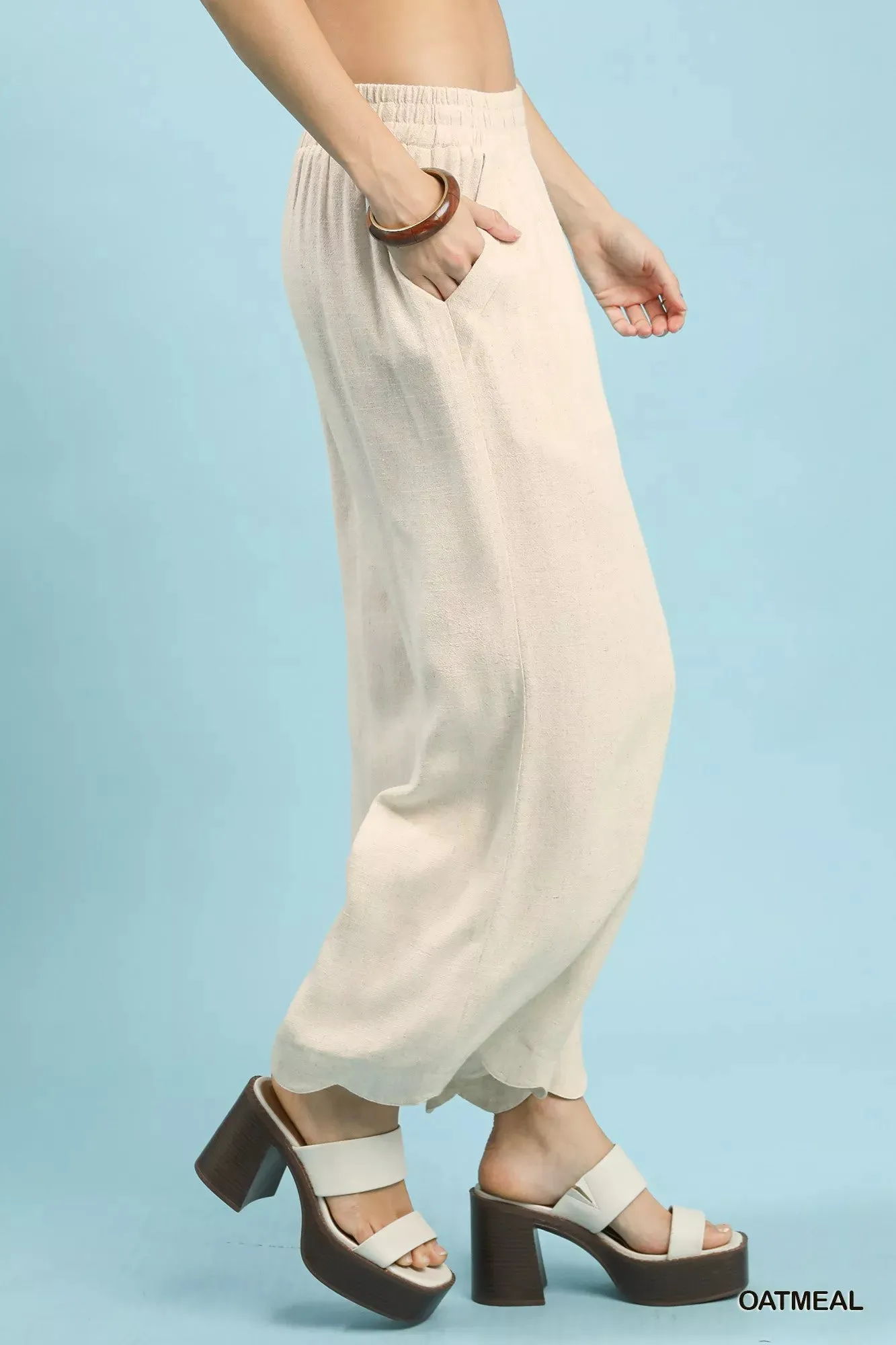 Umgee Linen Blend Scallop Hem Wide Leg Pants sold by Charming Charlie product image thumbnail 2
