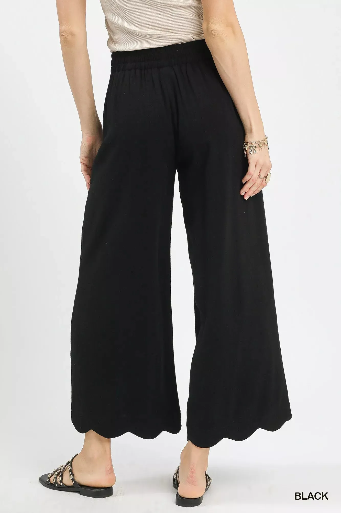 Umgee Linen Blend Scallop Hem Wide Leg Pants sold by Charming Charlie product image thumbnail 3