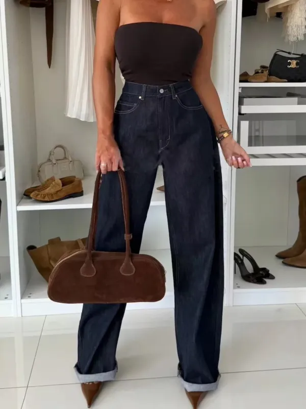 High-Waisted Wide-Leg Washed Jeans sold by Charming Charlie