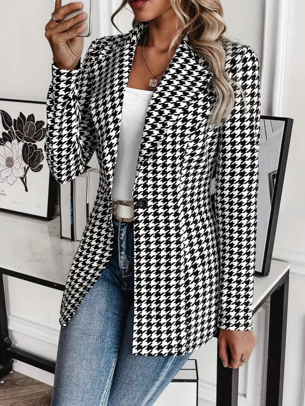 Houndstooth Print Lapel Collar Blazer sold by Charming Charlie
