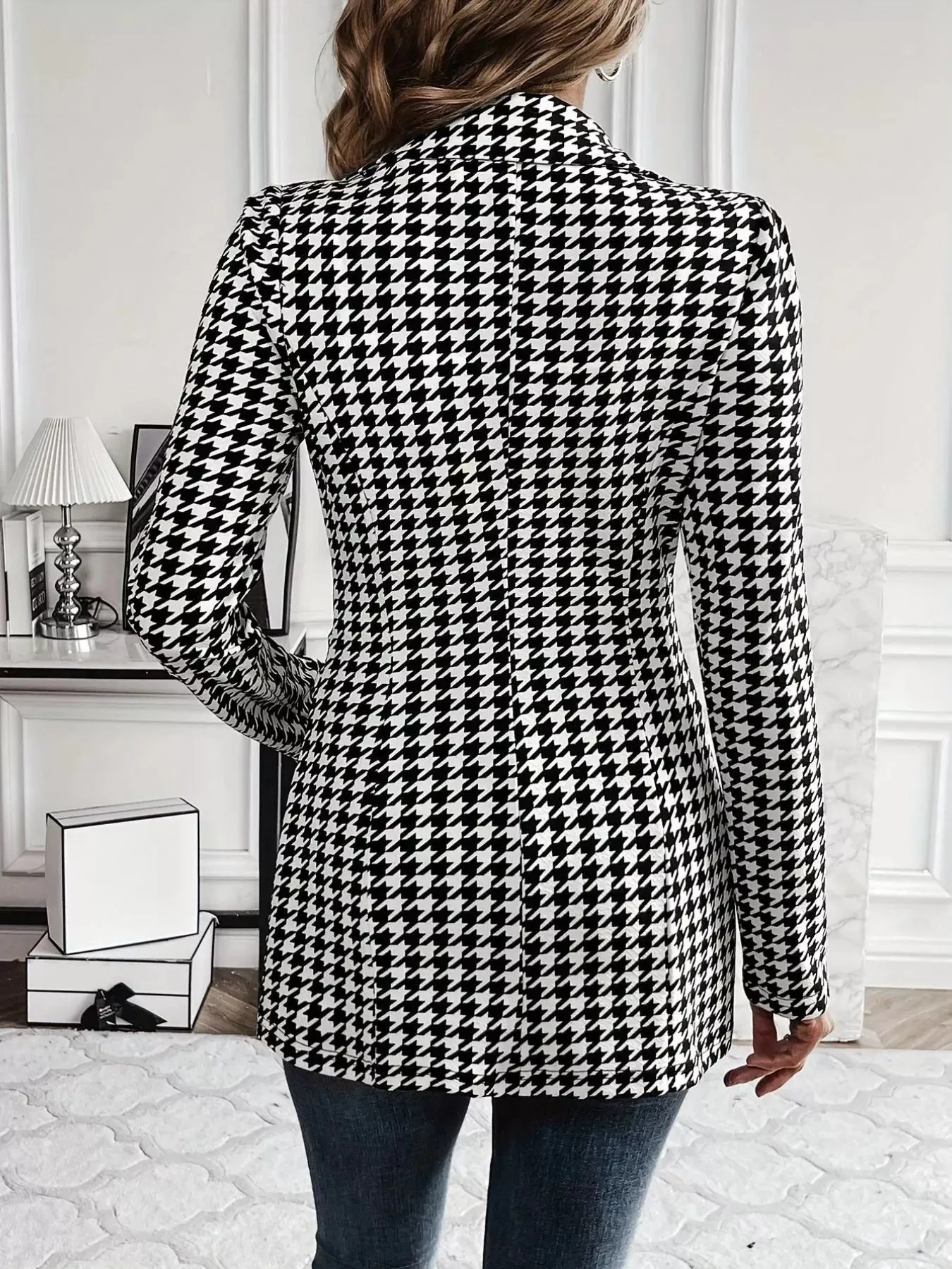 Houndstooth Print Lapel Collar Blazer sold by Charming Charlie product image thumbnail 5