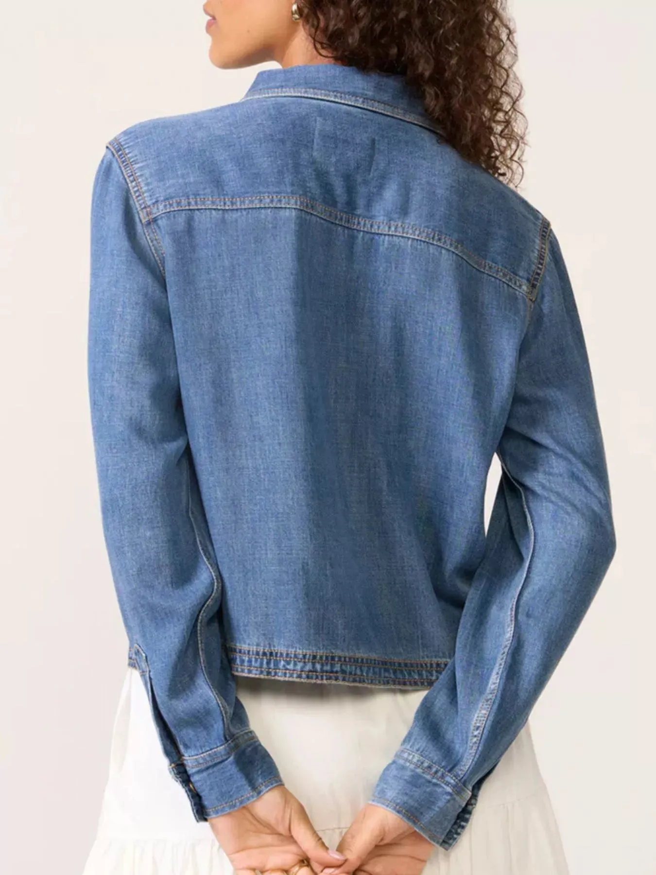 Half Snap Cropped Denim Top sold by Charming Charlie product image thumbnail 2