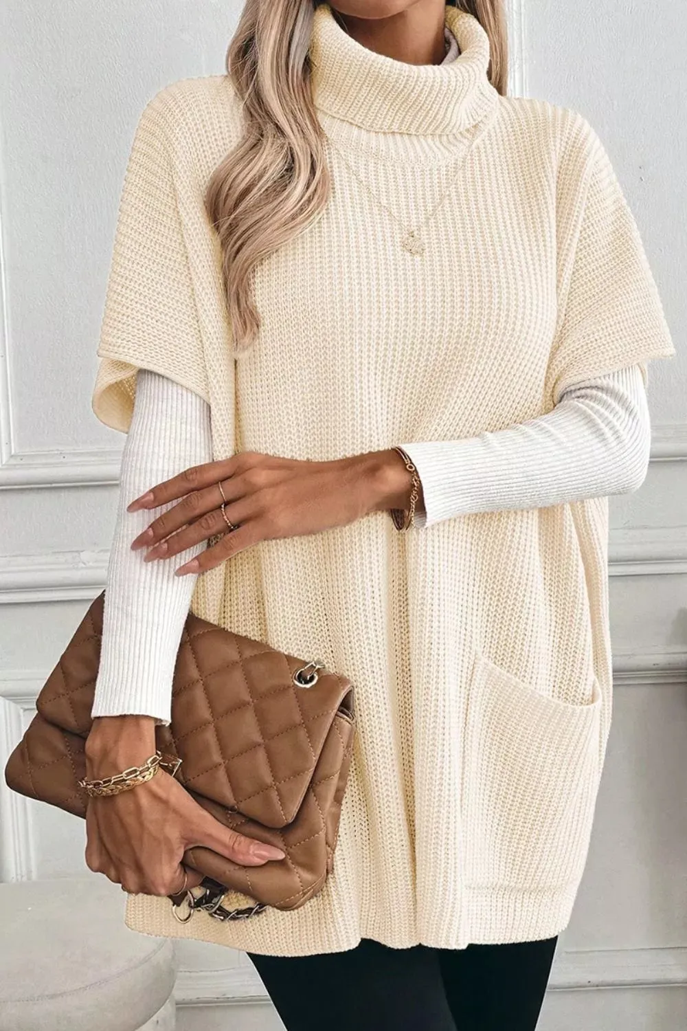 Turtleneck Knit Short Sleeve Sweater sold by Charming Charlie product image thumbnail 2