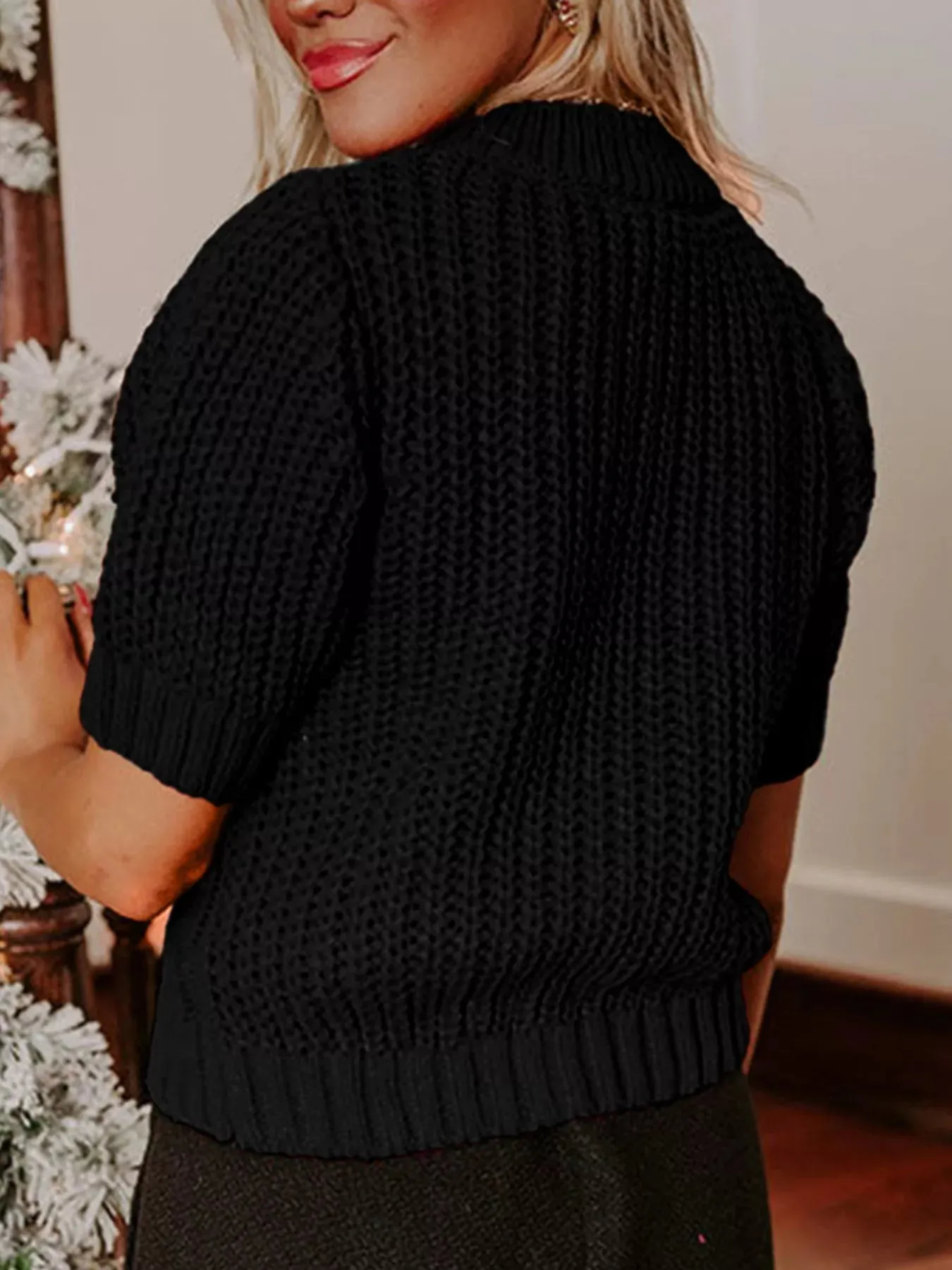 Plaid Bow Short Sleeve Sweater sold by Charming Charlie product image thumbnail 2