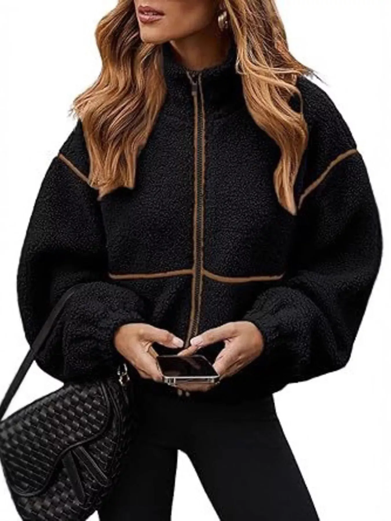 Cozy Sherpa Fleece Zip-Up Jacket sold by Charming Charlie product image thumbnail 5