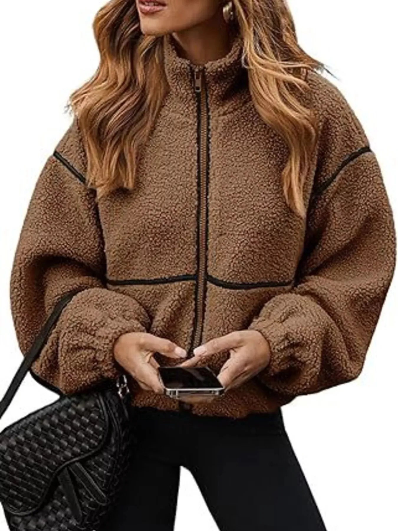 Cozy Sherpa Fleece Zip-Up Jacket sold by Charming Charlie product image thumbnail 2