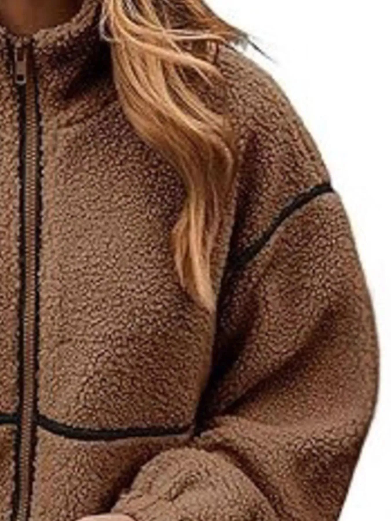 Cozy Sherpa Fleece Zip-Up Jacket sold by Charming Charlie product image thumbnail 3