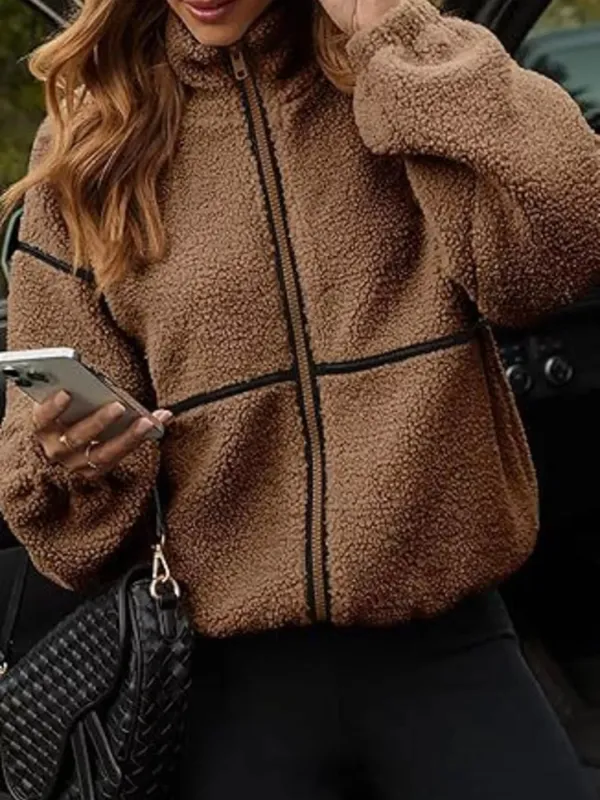Cozy Sherpa Fleece Zip-Up Jacket sold by Charming Charlie