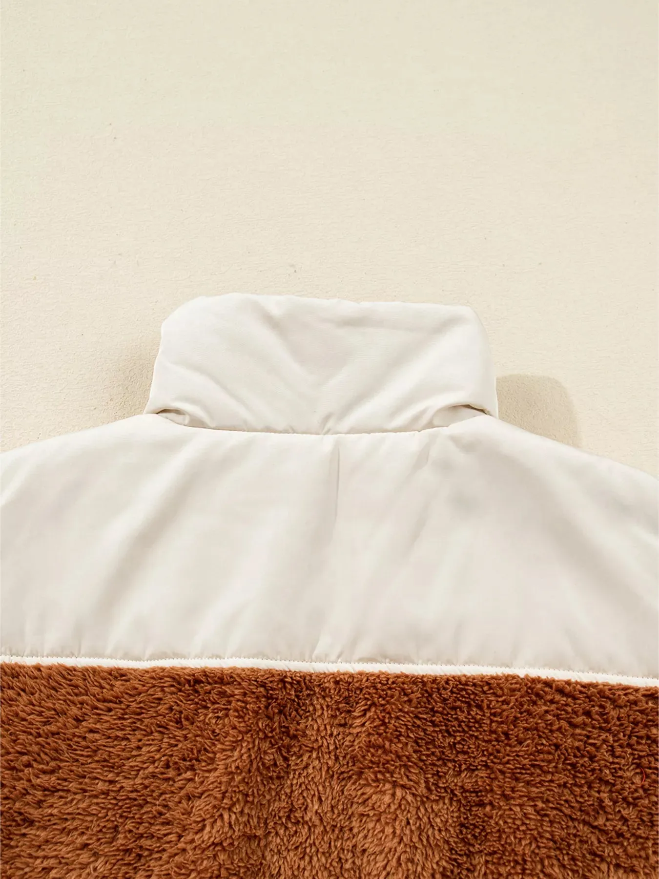 Color Block Plush Patchwork Zipper Stand Neck Vest Coat sold by Charming Charlie product image thumbnail 5