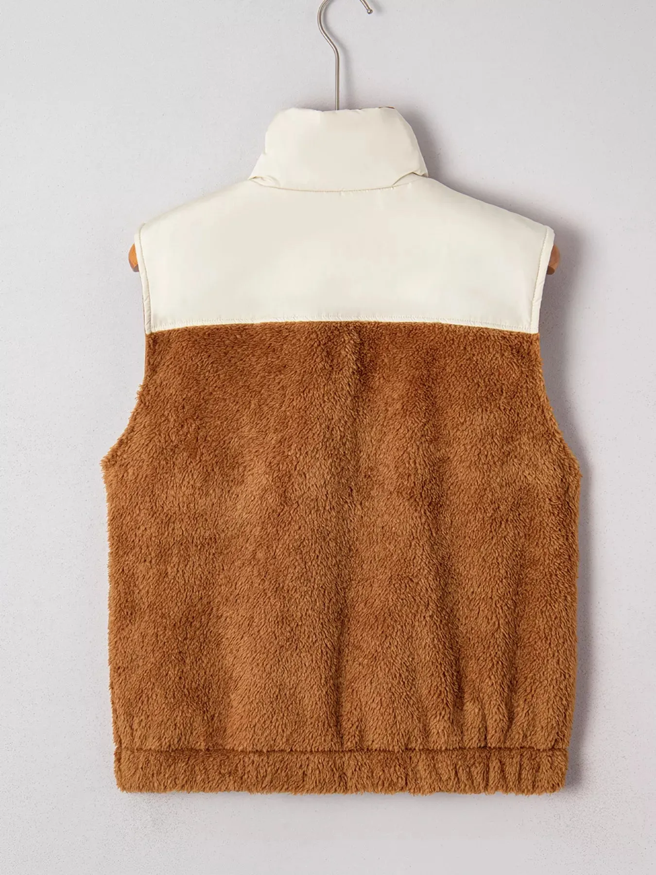 Color Block Plush Patchwork Zipper Stand Neck Vest Coat sold by Charming Charlie product image thumbnail 3