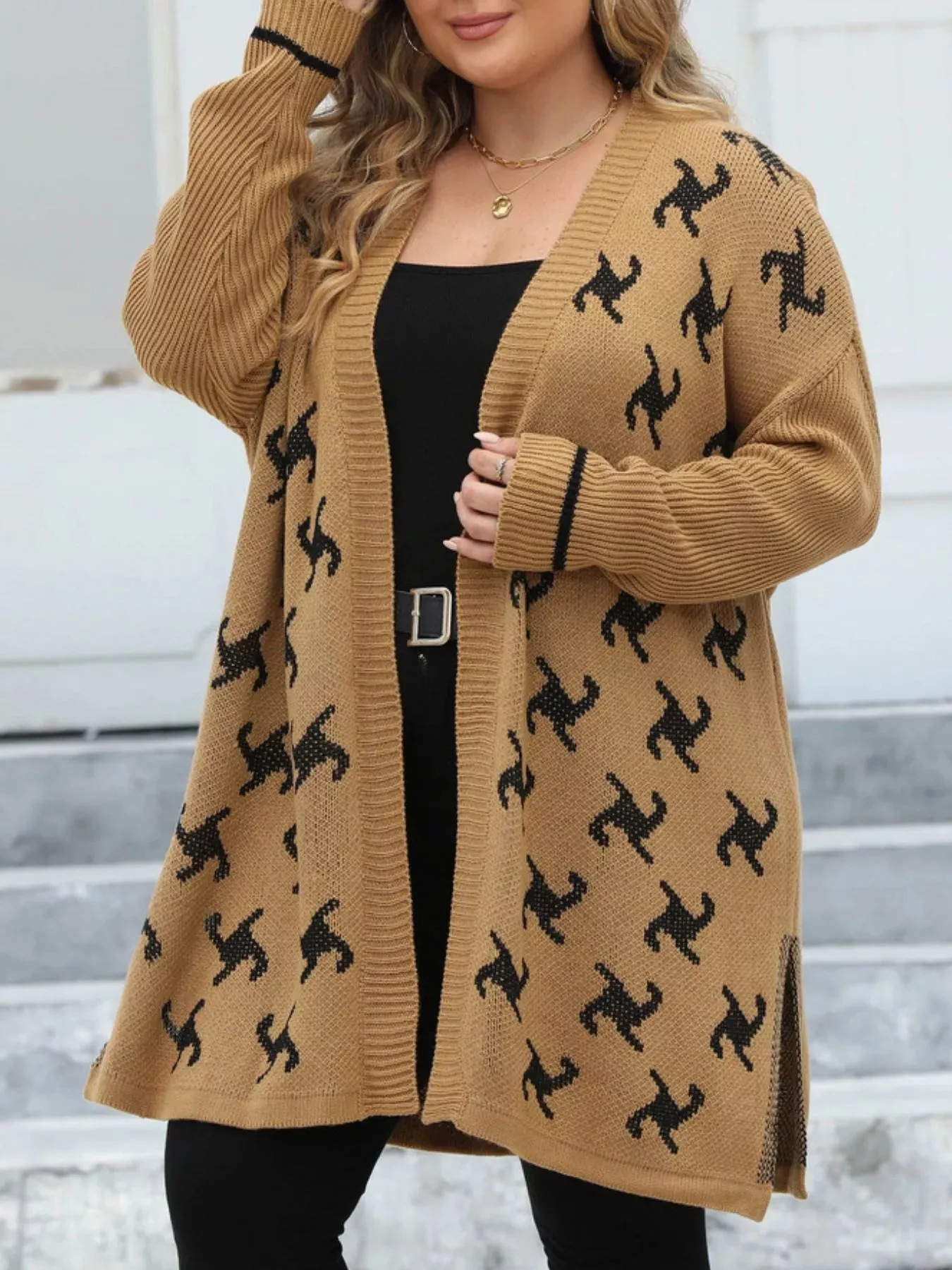 Plus Size Open Front Drop Shoulder Knit Cardigan sold by Charming Charlie product image thumbnail 4