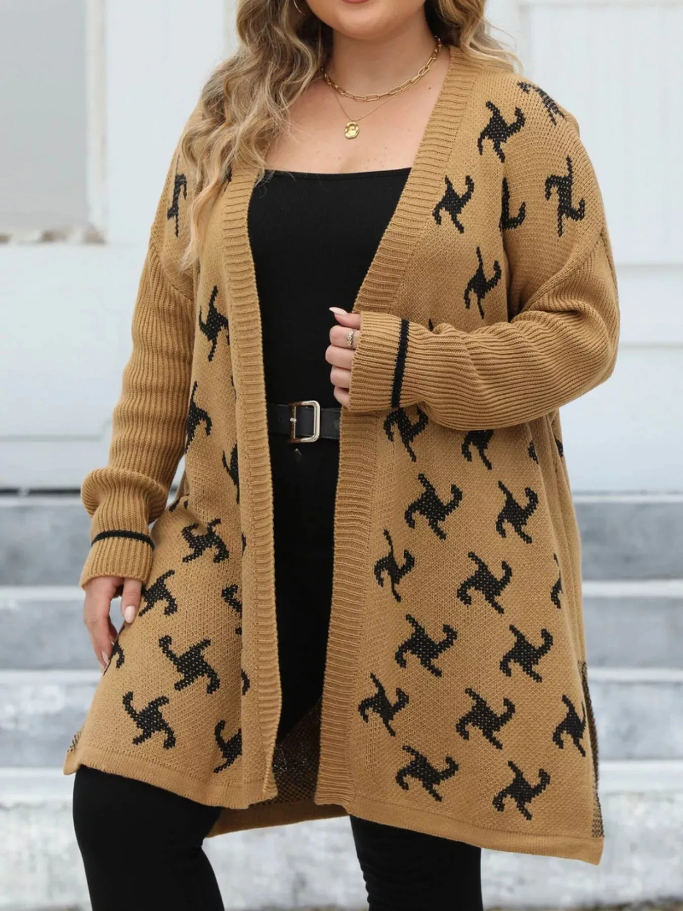 Plus Size Open Front Drop Shoulder Knit Cardigan sold by Charming Charlie product image thumbnail 5