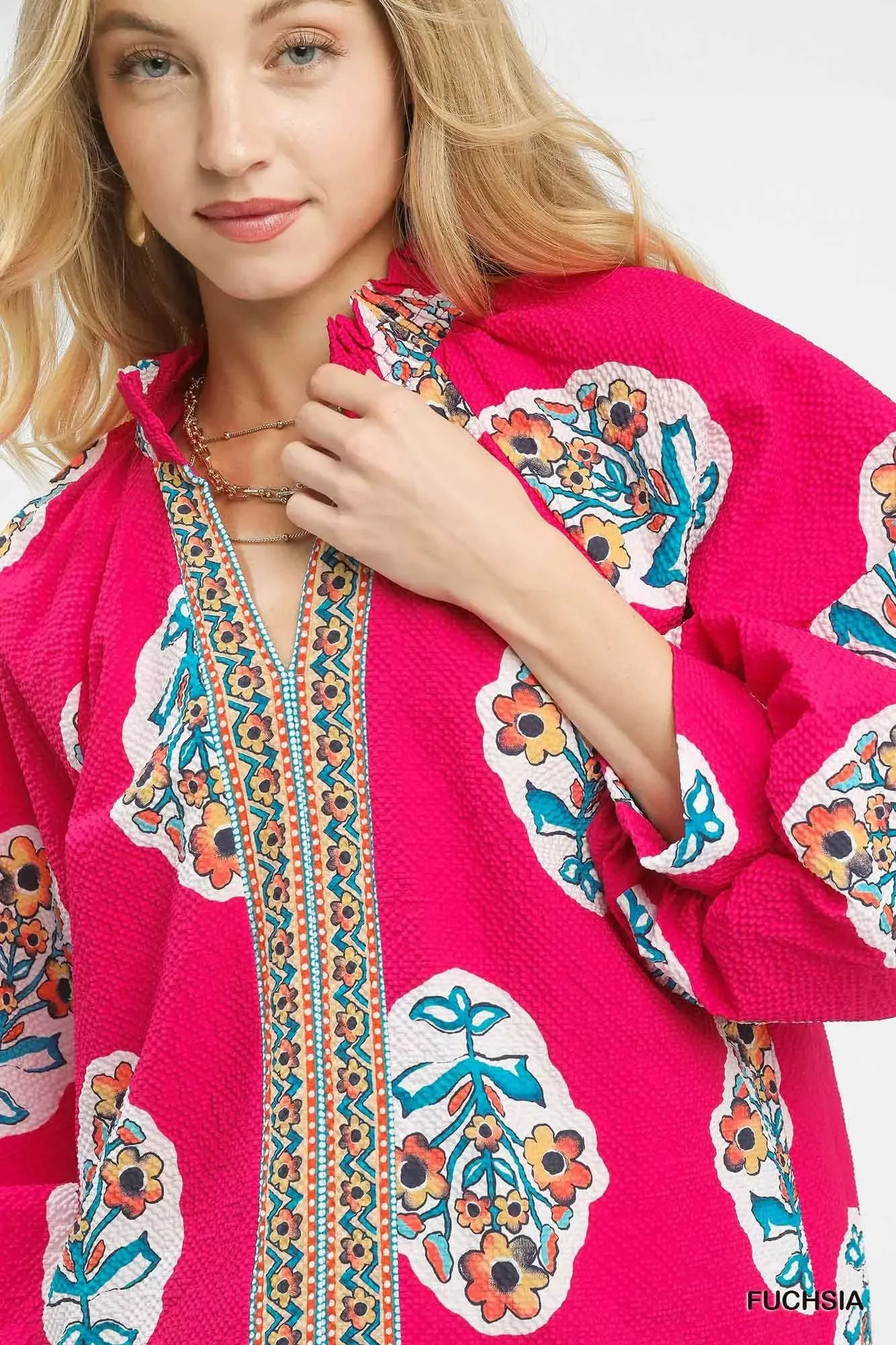 Umgee Boho Floral Print Tunic Blouse sold by Charming Charlie product image thumbnail 2
