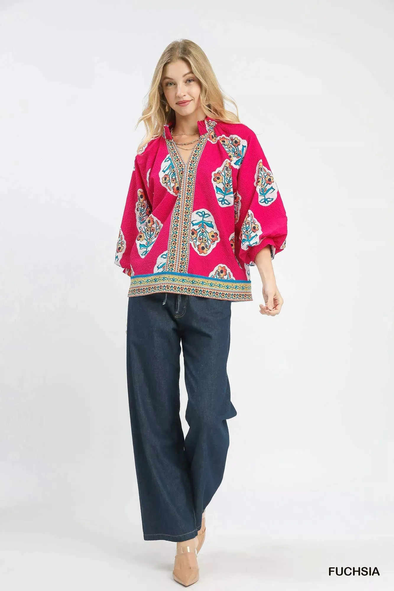 Umgee Boho Floral Print Tunic Blouse sold by Charming Charlie product image thumbnail 3