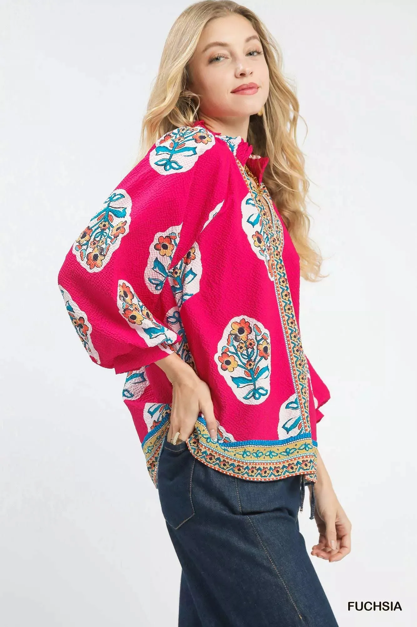 Umgee Boho Floral Print Tunic Blouse sold by Charming Charlie product image thumbnail 4