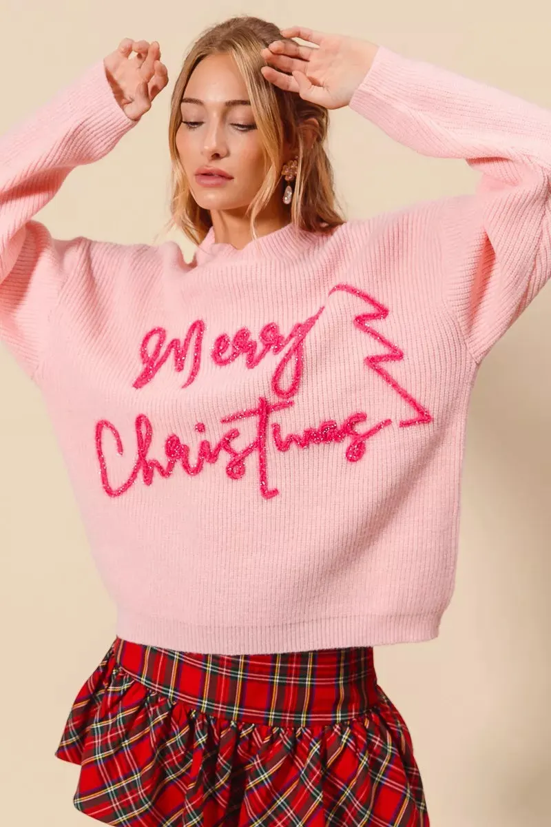 SO ME Merry Christmas Tinsel Lettering Sweater sold by Charming Charlie product image thumbnail 2