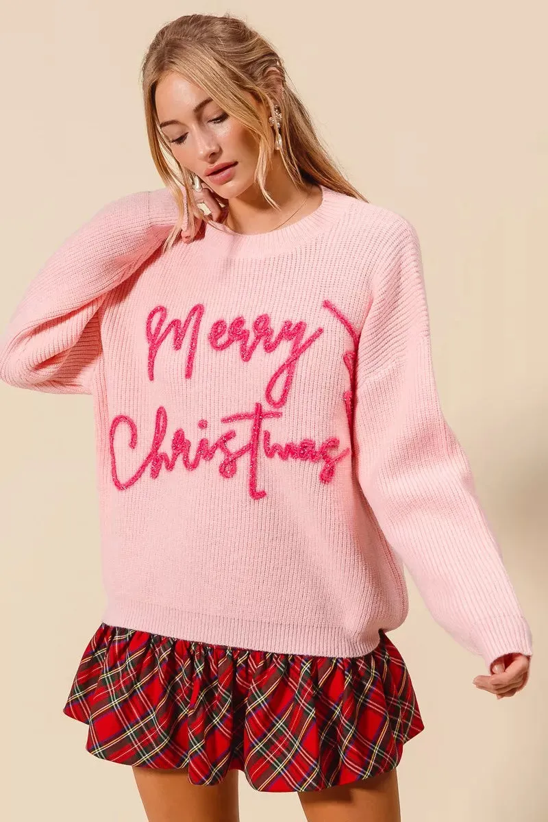 SO ME Merry Christmas Tinsel Lettering Sweater sold by Charming Charlie product image thumbnail 3