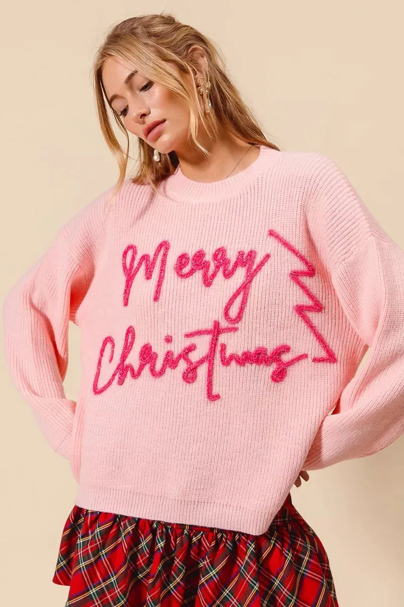 SO ME Merry Christmas Tinsel Lettering Sweater sold by Charming Charlie
