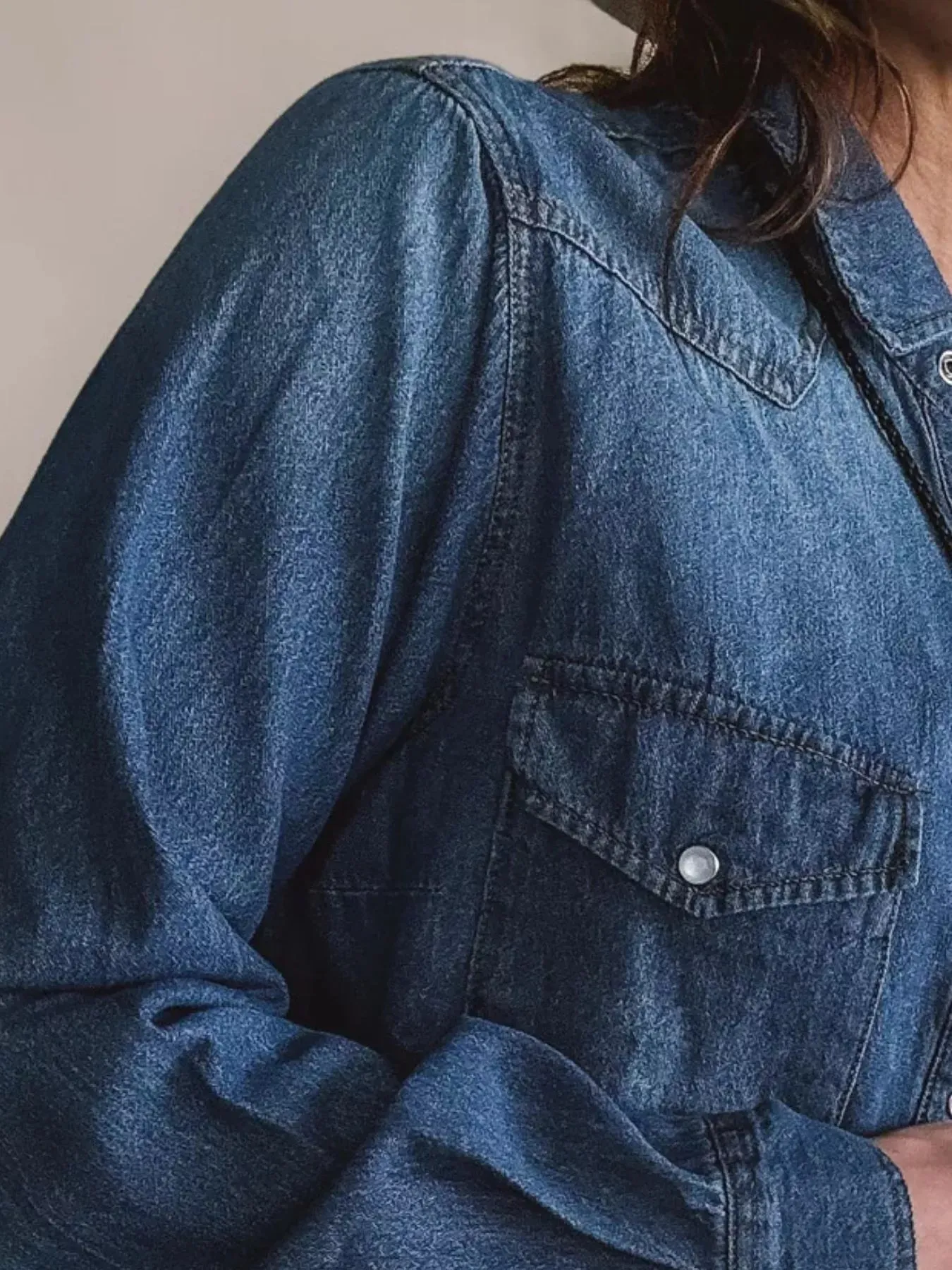 Washed Button Down Denim Shirt sold by Charming Charlie product image thumbnail 4
