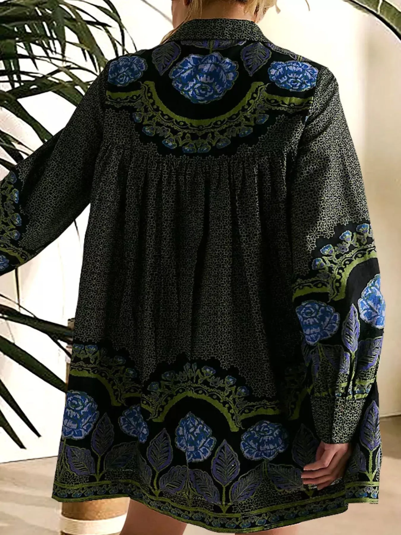 Printed Long Sleeve Mini Shirt Dress sold by Charming Charlie product image thumbnail 3