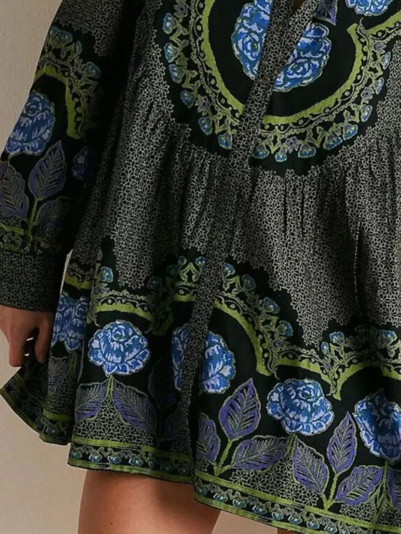 Printed Long Sleeve Mini Shirt Dress sold by Charming Charlie product image thumbnail 4