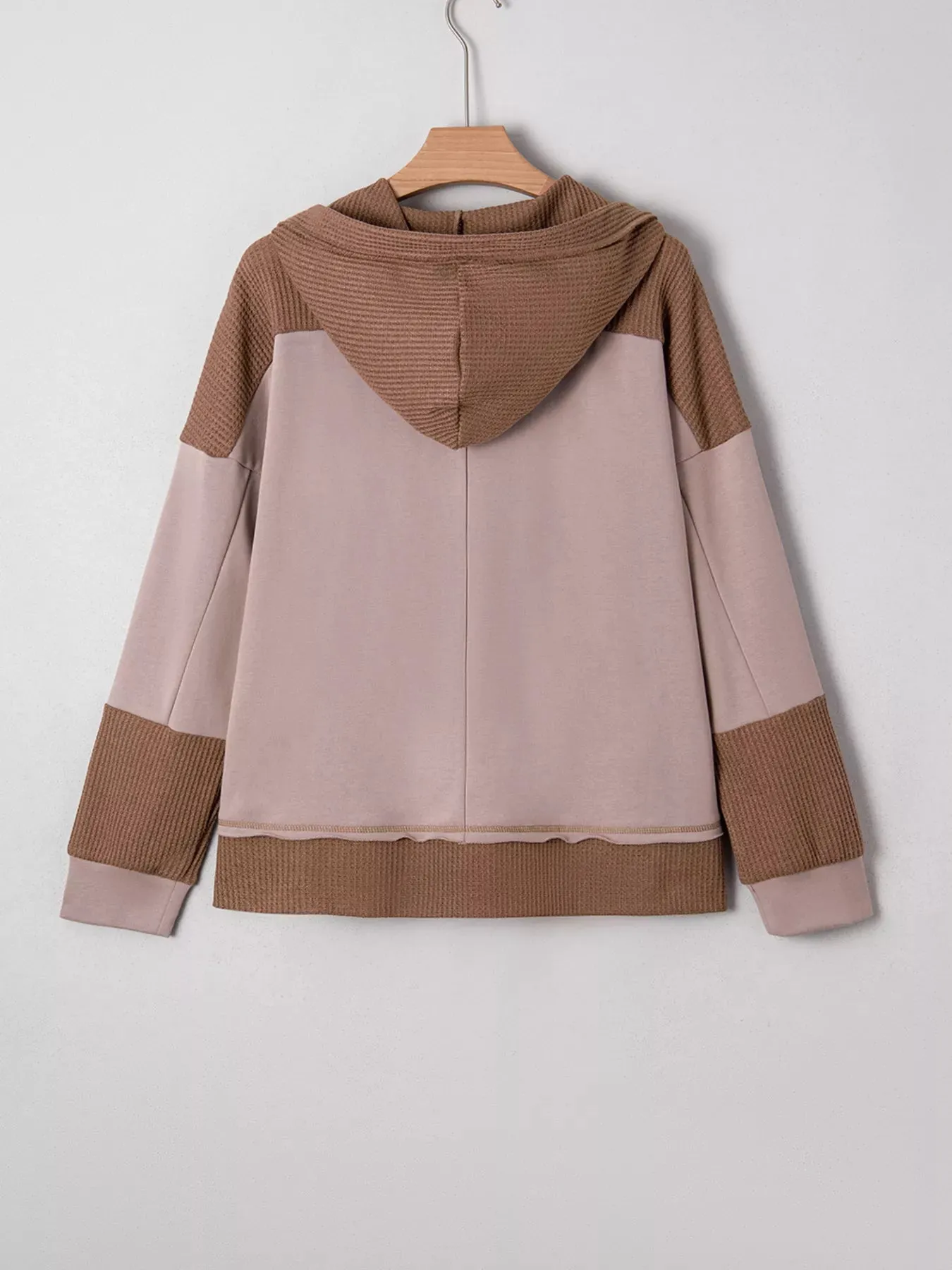 Oversize Waffle Patchwork Exposed Seam Casual Hoodie sold by Charming Charlie product image thumbnail 3