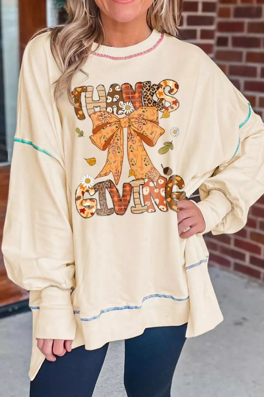 Thanksgiving Graphic Crew Neck Sweatshirt sold by Charming Charlie product image thumbnail 4