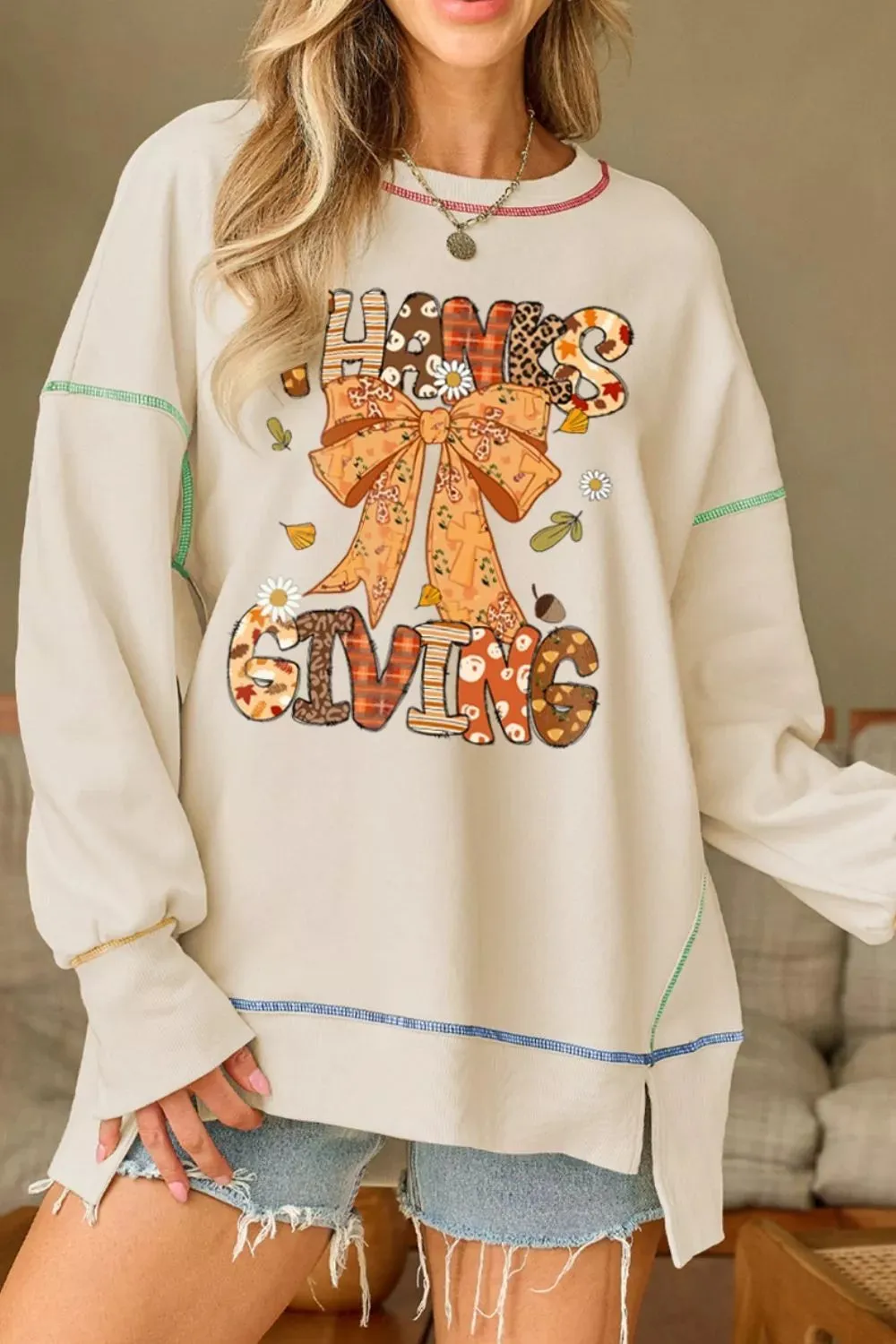 Thanksgiving Graphic Crew Neck Sweatshirt sold by Charming Charlie