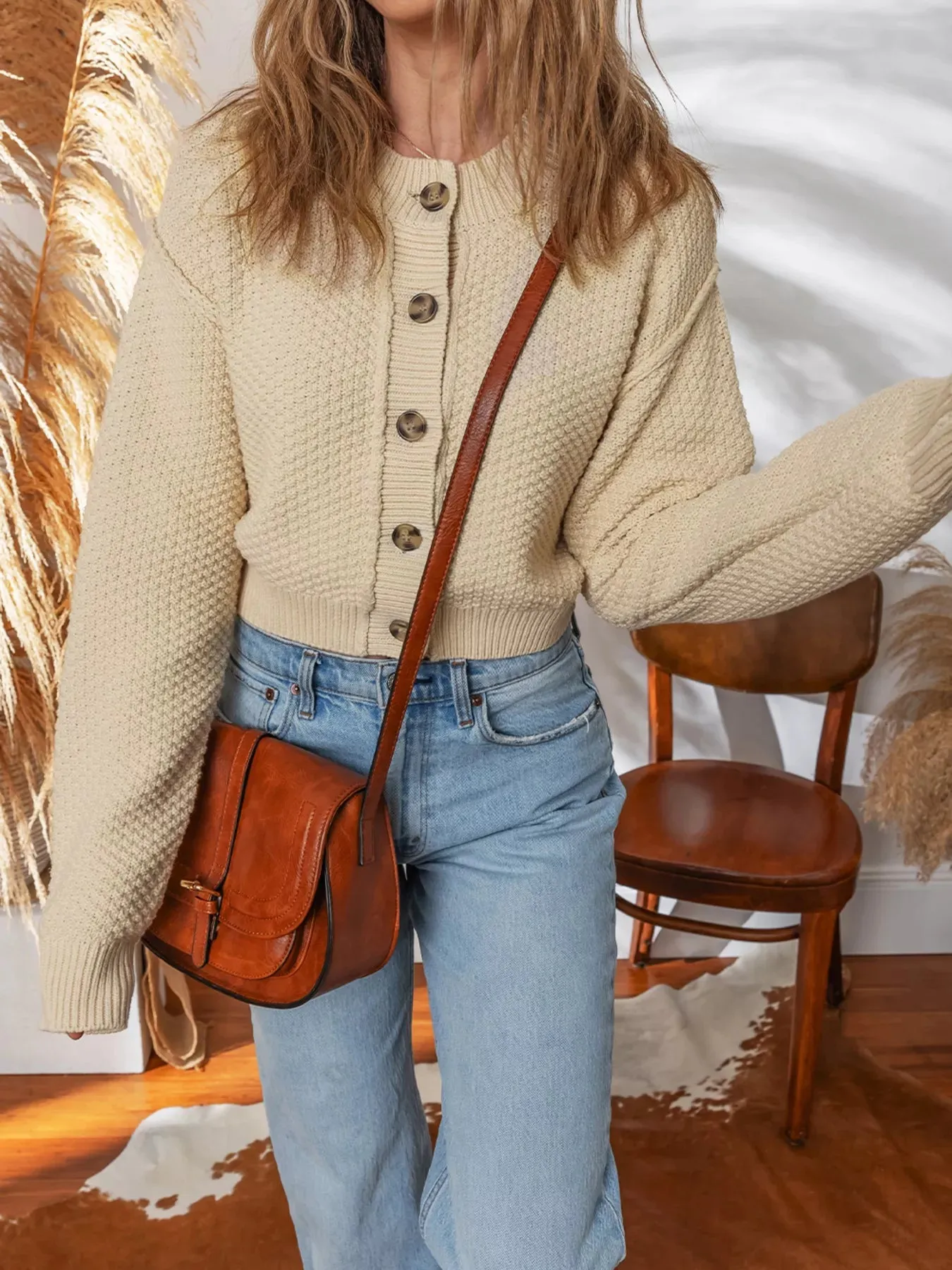 Button Front Cropped Cardigan sold by Charming Charlie product image thumbnail 4