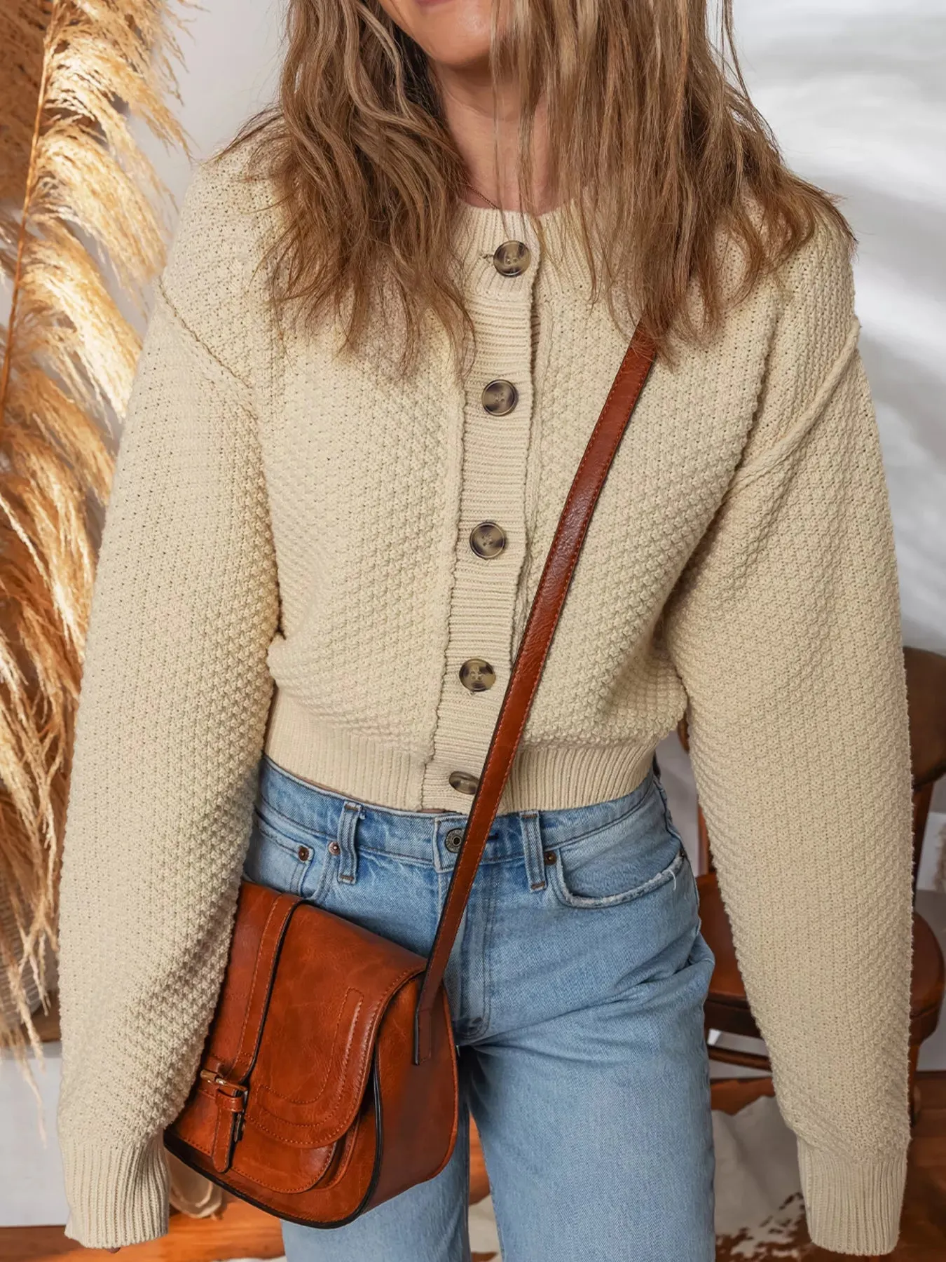 Button Front Cropped Cardigan sold by Charming Charlie