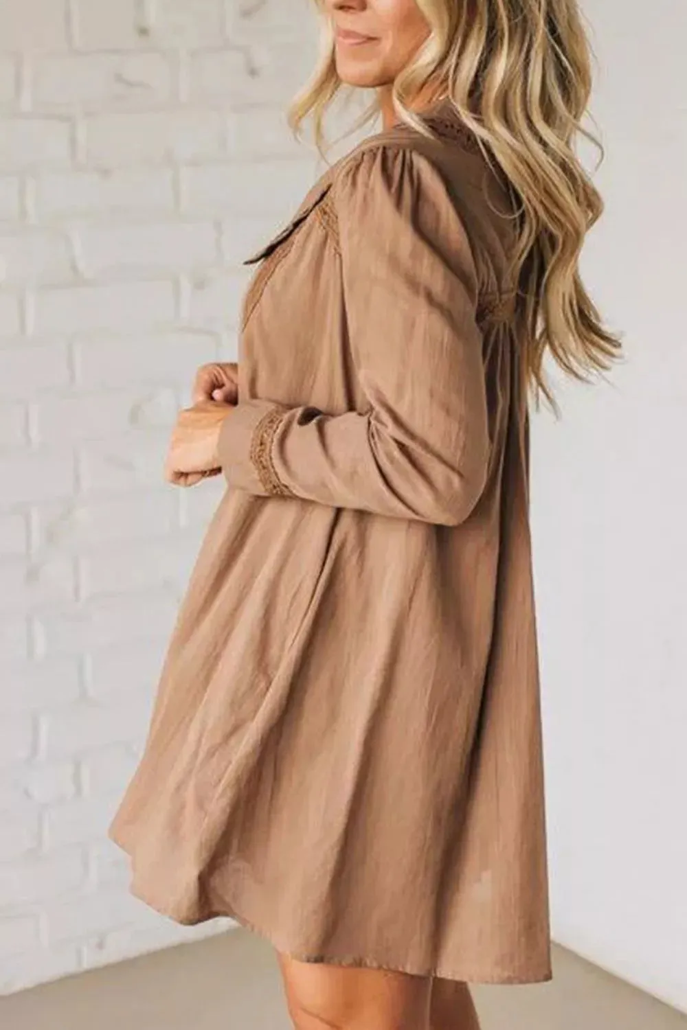 Lace Trim Button-Down Mini Dress sold by Charming Charlie product image thumbnail 4