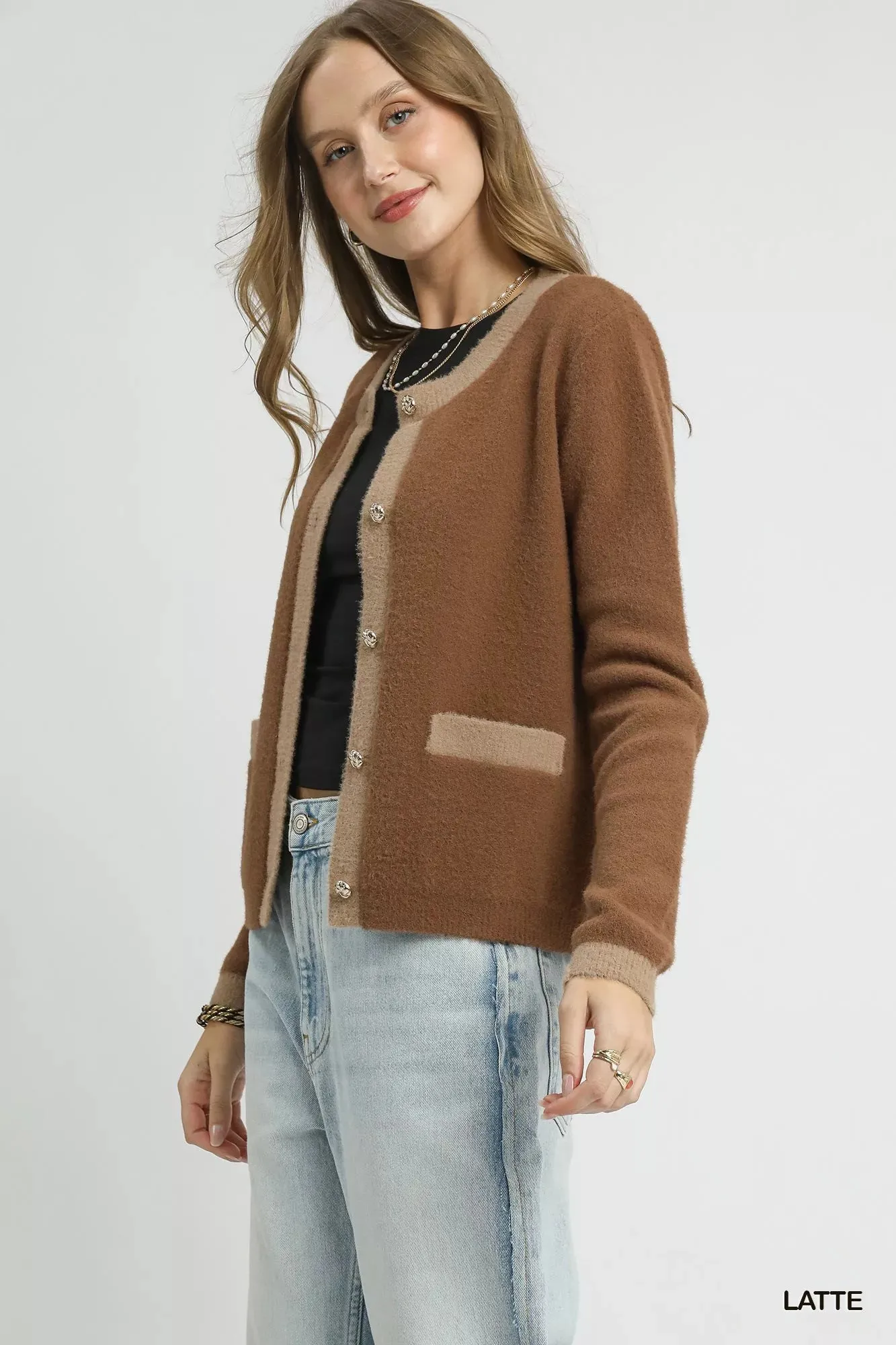Umgee Two-Tone Button Front Cardigan sold by Charming Charlie product image thumbnail 2