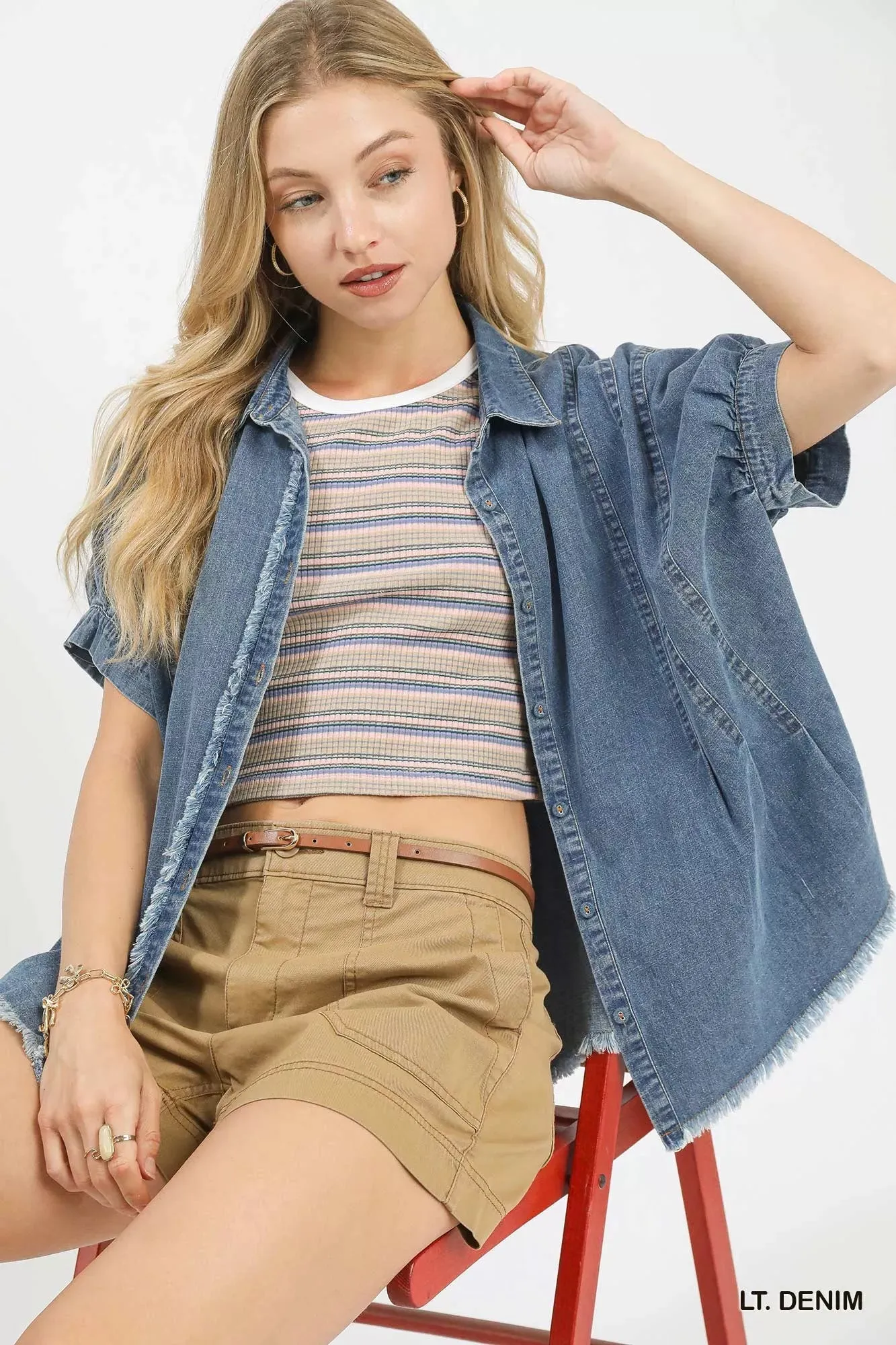 Umgee Washed Denim Oversized Top sold by Charming Charlie product image thumbnail 2