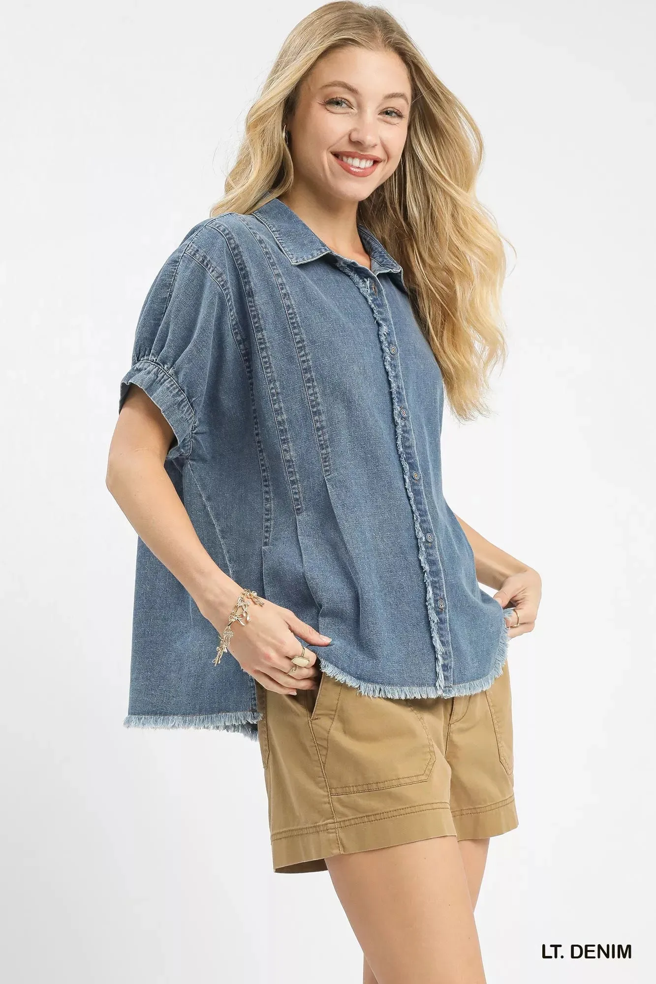 Umgee Washed Denim Oversized Top sold by Charming Charlie product image thumbnail 3