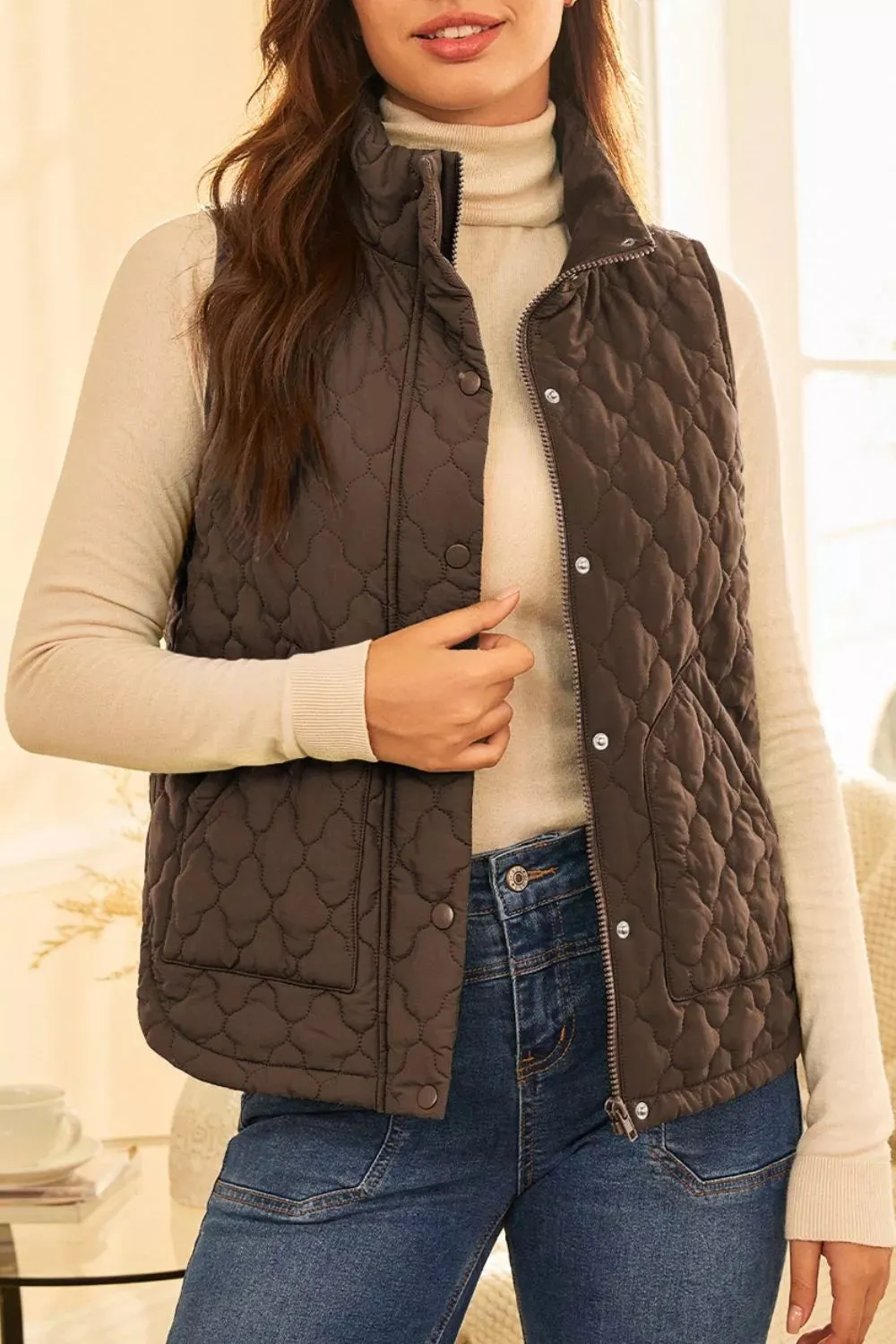 Quilted Snap Down Vest Coat sold by Charming Charlie
