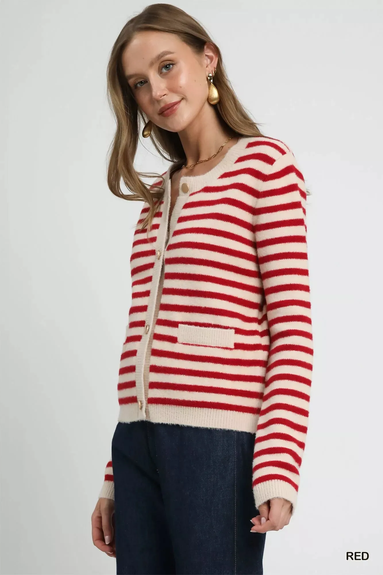 Umgee Striped Knit Button-Up Cardigan sold by Charming Charlie product image thumbnail 2