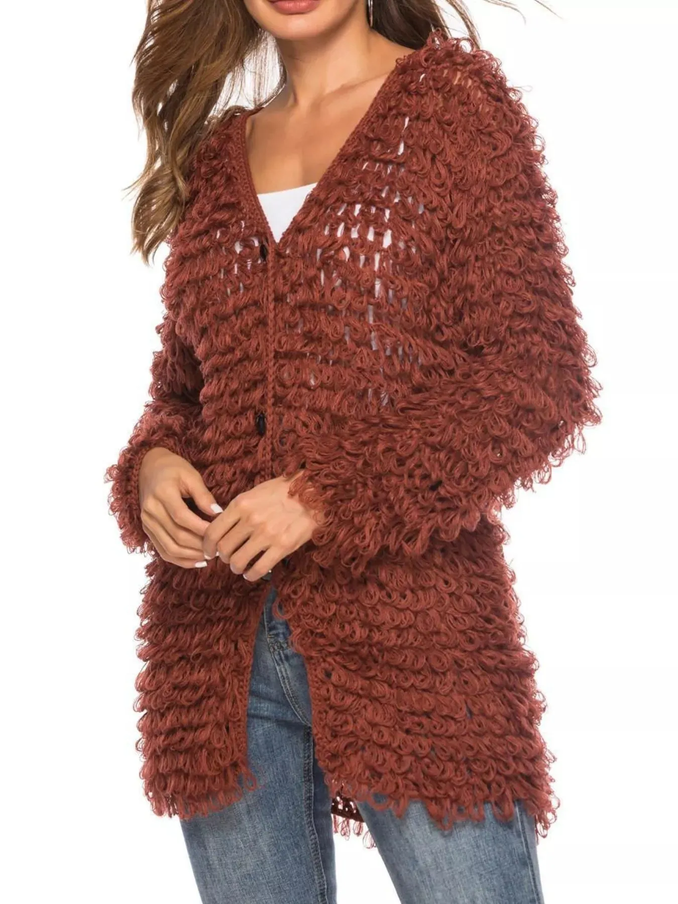 Textured Knit Button Up Cardigan sold by Charming Charlie product image thumbnail 3